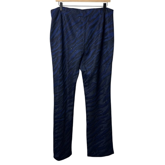 St John Party Animal Pants Blue Black Sequins Size 14 Animal Print Straight Leg - Picture 5 of 10